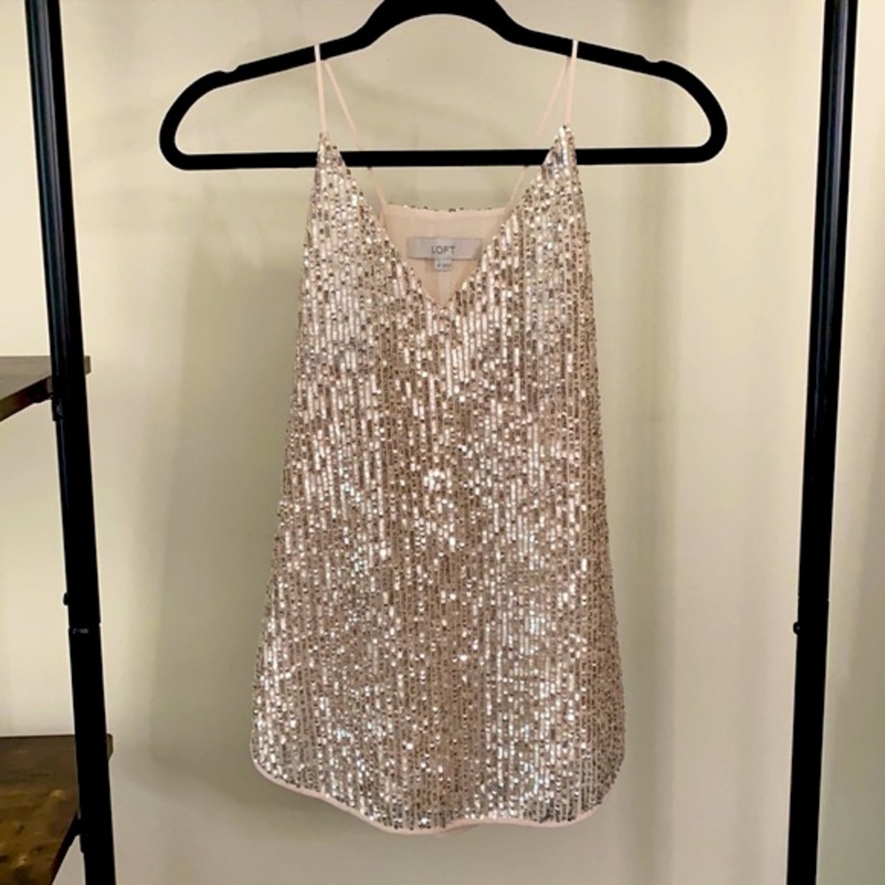 LOFT Champagne Pink Sequin Cami